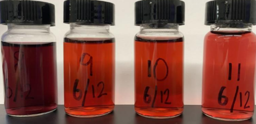 Gold nanoparticle solutions of varying concentration