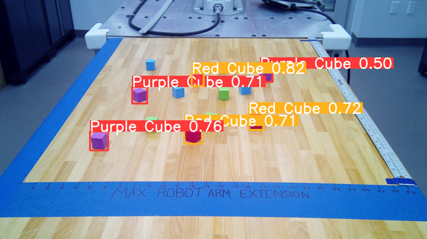 Camera vision detection of coloured cubes for pick and place